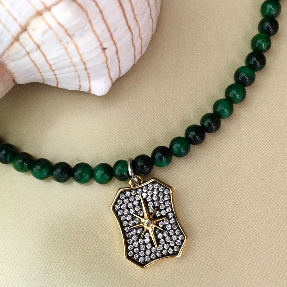 Gardgy necklace green tiger eye handmade